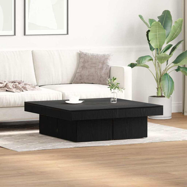 Schwarzer Couchtisch Eichenoptik 90x90 cm