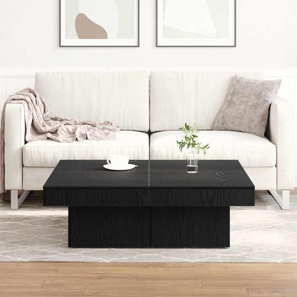 Schwarzer Couchtisch Eichenoptik 90x90 cm