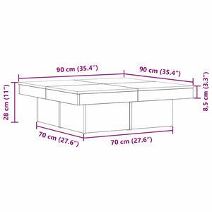 Schwarzer Couchtisch Eichenoptik 90x90 cm