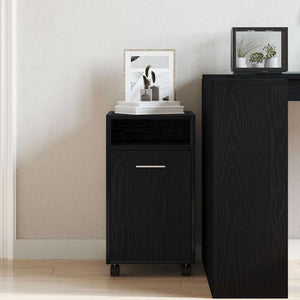 Rollbarer Schrank Schwarz Eiche Optik