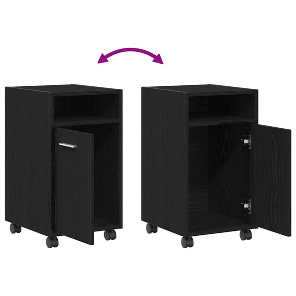 Rollbarer Schrank Schwarz Eiche Optik