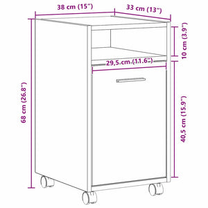Rollbarer Schrank Schwarz Eiche Optik