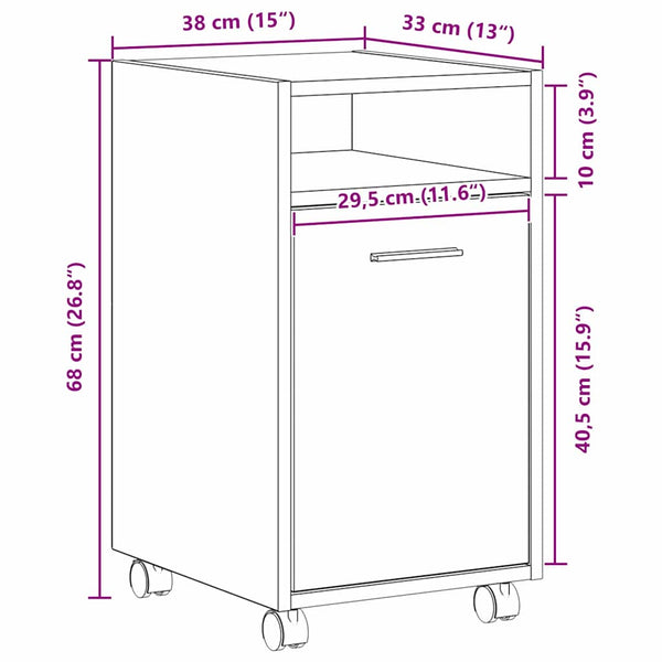 Rollbarer Schrank Schwarz Eiche Optik