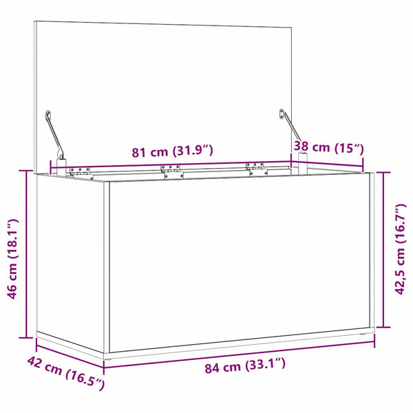 Aufbewahrungsbox Schwarz Eichenoptik 84 cm