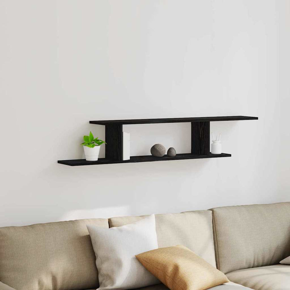 vidaXL Wall-Mounted TV Shelf Black Oak Look 125 x 18 x 23 cm
