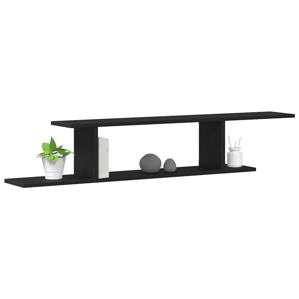 Wandmontiertes TV Regal, Schwarz Eiche, 125cm