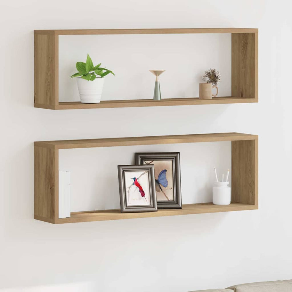 Wandregale Eiche 80cm, 2er Set
