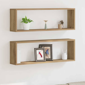 Wandregale Eiche 80cm, 2er Set