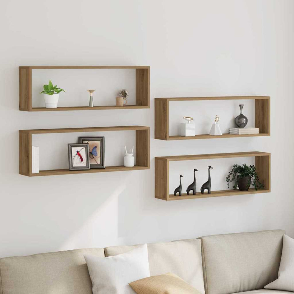 Wandregale Eiche 4er Set 80cm