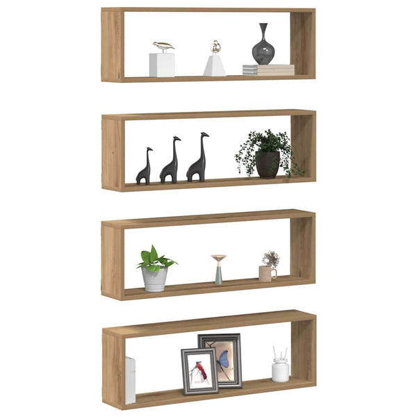 Wandregale Eiche 4er Set 80cm