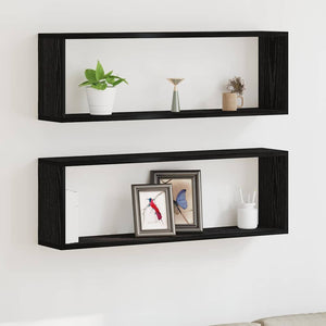 Wandregale Schwarz Eichen-Optik, 2er Set