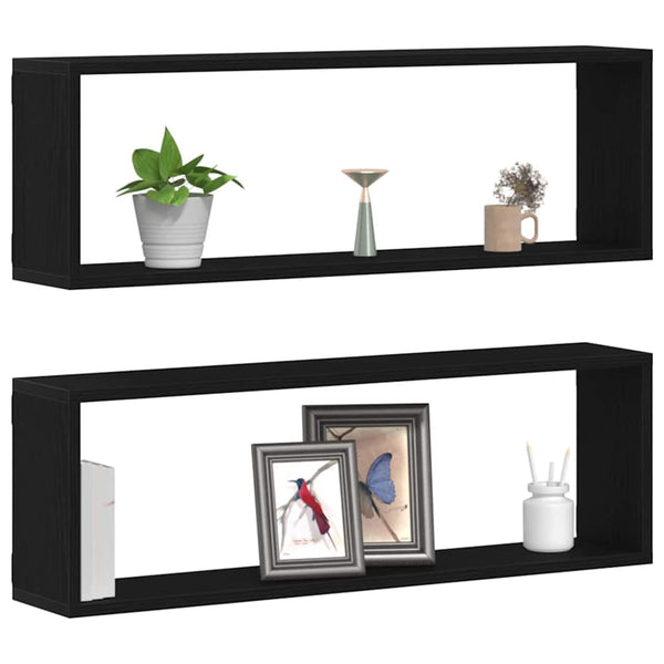 Wandregale Schwarz Eichen-Optik, 2er Set