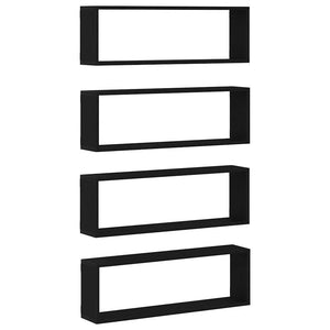 Wandregale Schwarz Eichen-Optik, 4er-Set