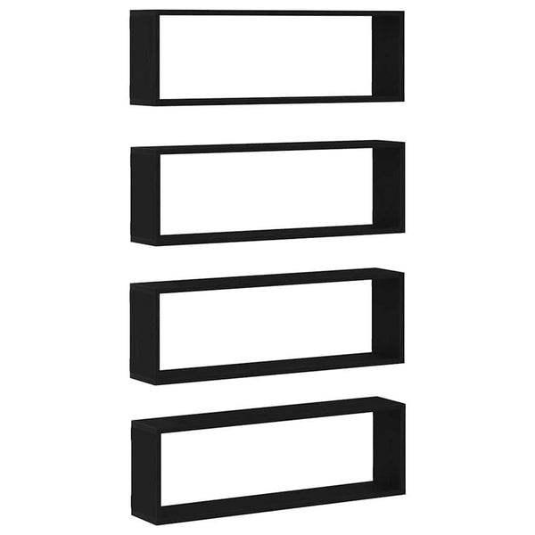 Wandregale Schwarz Eichen-Optik, 4er-Set