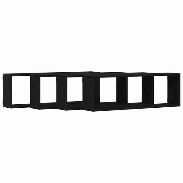 Wandregale Schwarz Eichen-Optik, 4er-Set