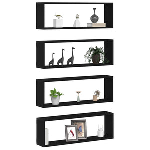 Wandregale Schwarz Eichen-Optik, 4er-Set