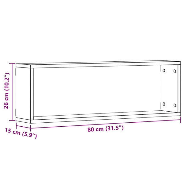 Wandregale Schwarz Eichen-Optik, 4er-Set