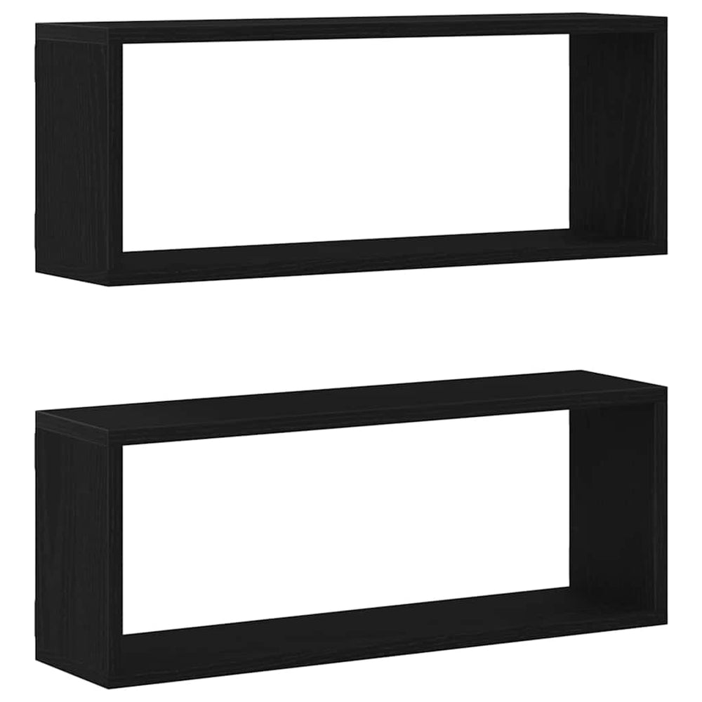 Wandregale 2er Set Schwarz Eichenoptik
