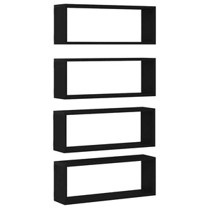 Wandregale Schwarz Eichen-Optik, 4er-Set