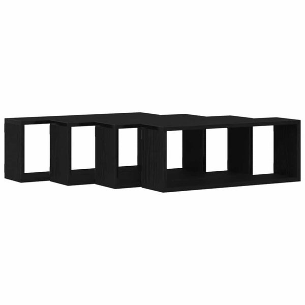 Wandregale Schwarz Eichen-Optik, 4er-Set