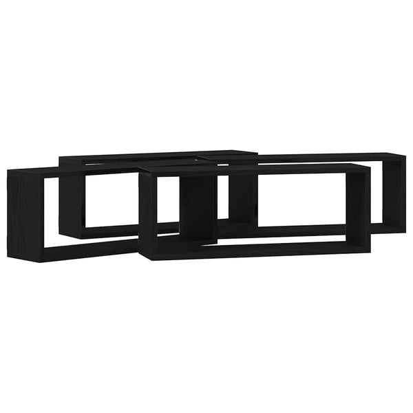 Wandregale Schwarz Eichen-Optik, 4er-Set
