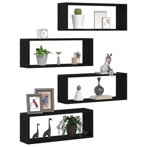 Wandregale Schwarz Eichen-Optik, 4er-Set