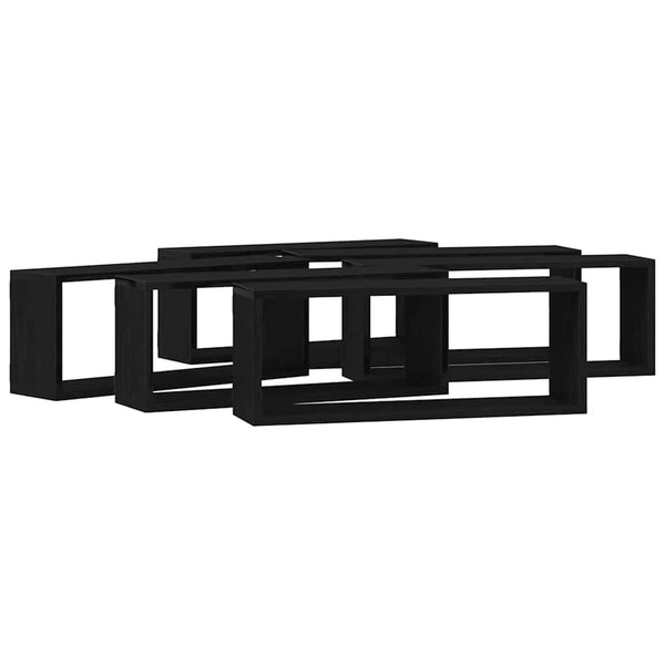 Wandregale 6er Set, Schwarz Eichenoptik
