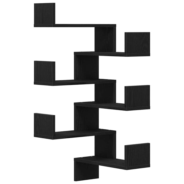 Wandregal 2er Set Schwarz Eiche 40x40x49,5cm