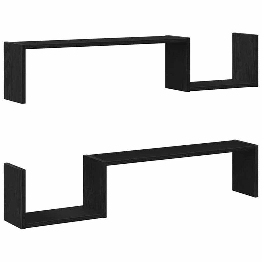 Wandregal 2er Set, Schwarz Eiche, 100cm