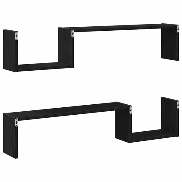 Wandregal 2er Set, Schwarz Eiche, 100cm