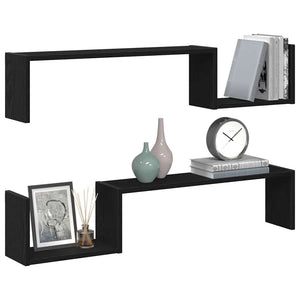 Wandregal 2er Set, Schwarz Eiche, 100cm