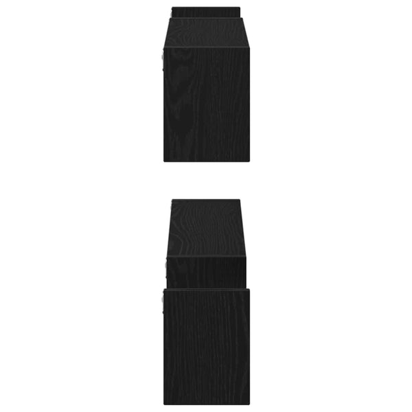 Wandregal 2er Set, Schwarz Eiche, 100cm