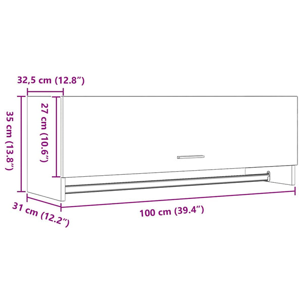 Kleiderschrank Schwarz Eichenoptik 100 cm