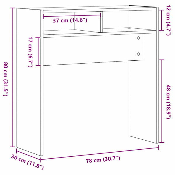 Konsolentisch Schwarz Eichenoptik 78cm