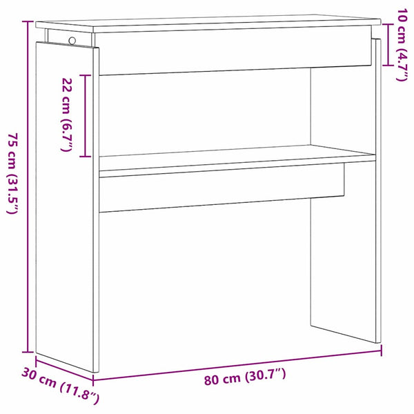 Schwarzer Konsolentisch Eichenoptik 80cm