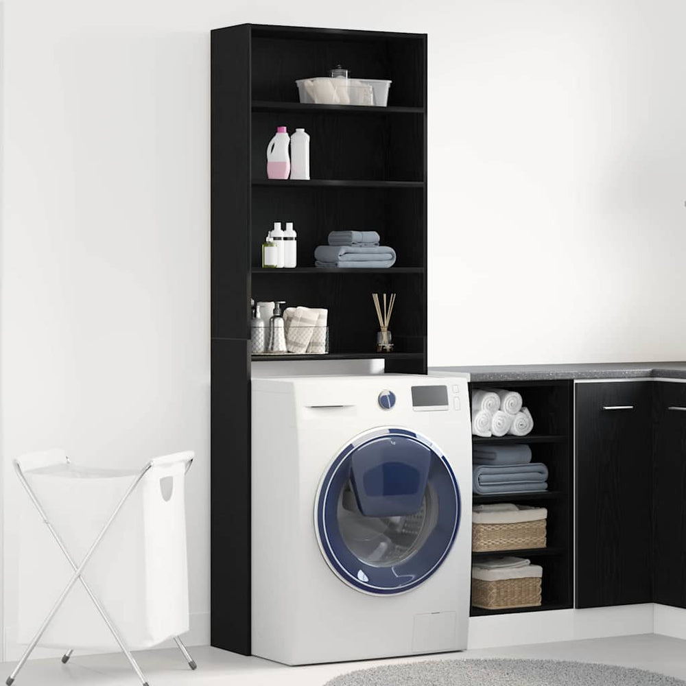 Waschmaschinenschrank Schwarz Eiche 64x24x190cm