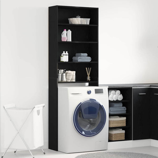 Waschmaschinenschrank Schwarz Eiche 64x24x190cm