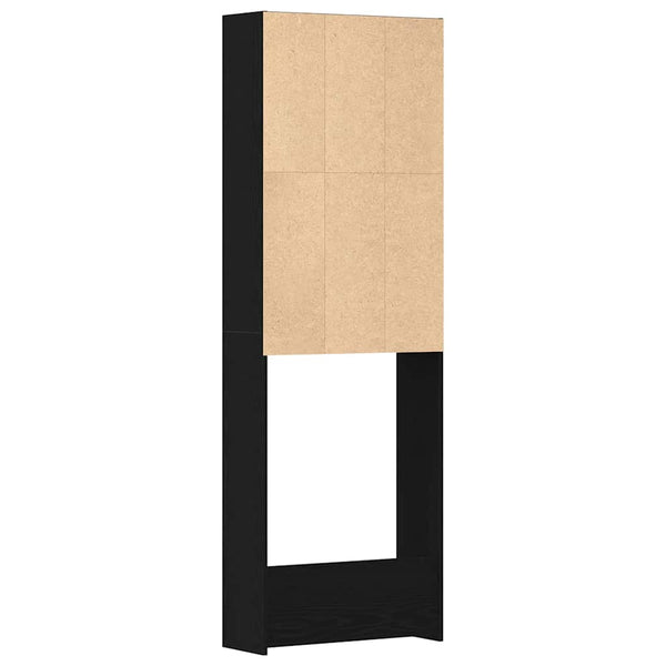 Waschmaschinenschrank Schwarz Eiche 64x24x190cm
