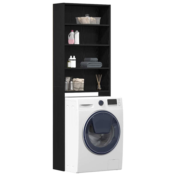 Waschmaschinenschrank Schwarz Eiche 64x24x190cm