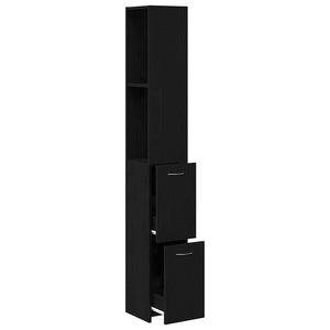 Badezimmerschrank Schwarz Eiche 25x25x170cm