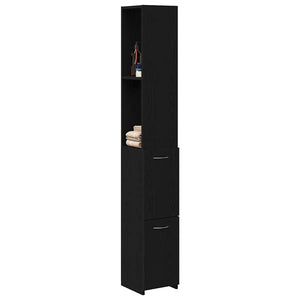 Badezimmerschrank Schwarz Eiche 25x25x170cm