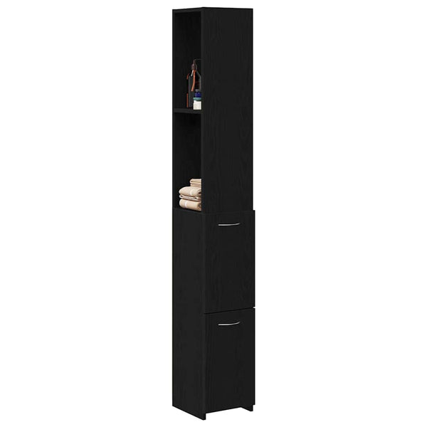 Badezimmerschrank Schwarz Eiche 25x25x170cm