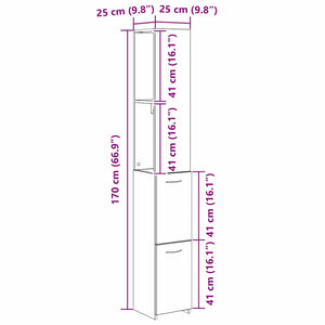 Badezimmerschrank Schwarz Eiche 25x25x170cm