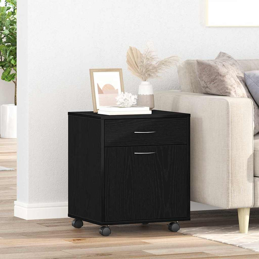 Rollschrank Schwarz Eichenoptik 45x38x54cm