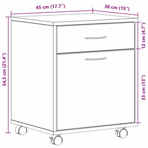 Rollschrank Schwarz Eichenoptik 45x38x54cm