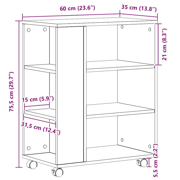 Aufbewahrungsschrank Schwarz Eichen-Optik 60x35x75cm