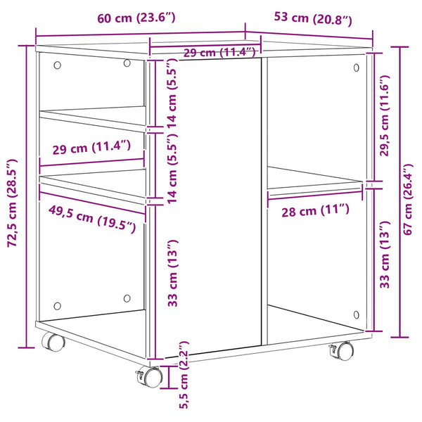 Aufbewahrungsschrank, Schwarz Eichen-Optik, 60 cm