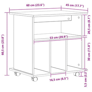 Rollschrank Schwarz Eichenoptik 60x45x55cm