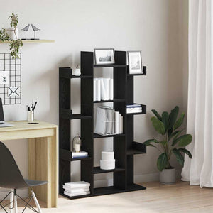 Schwarzes Bücherregal Eichen-Optik, 140 cm hoch
