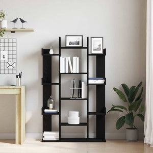 Schwarzes Bücherregal Eichen-Optik, 140 cm hoch